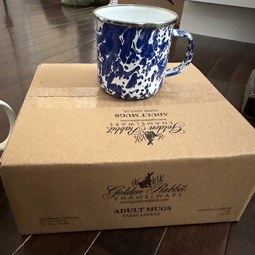Enamelware Blue & White Mug set